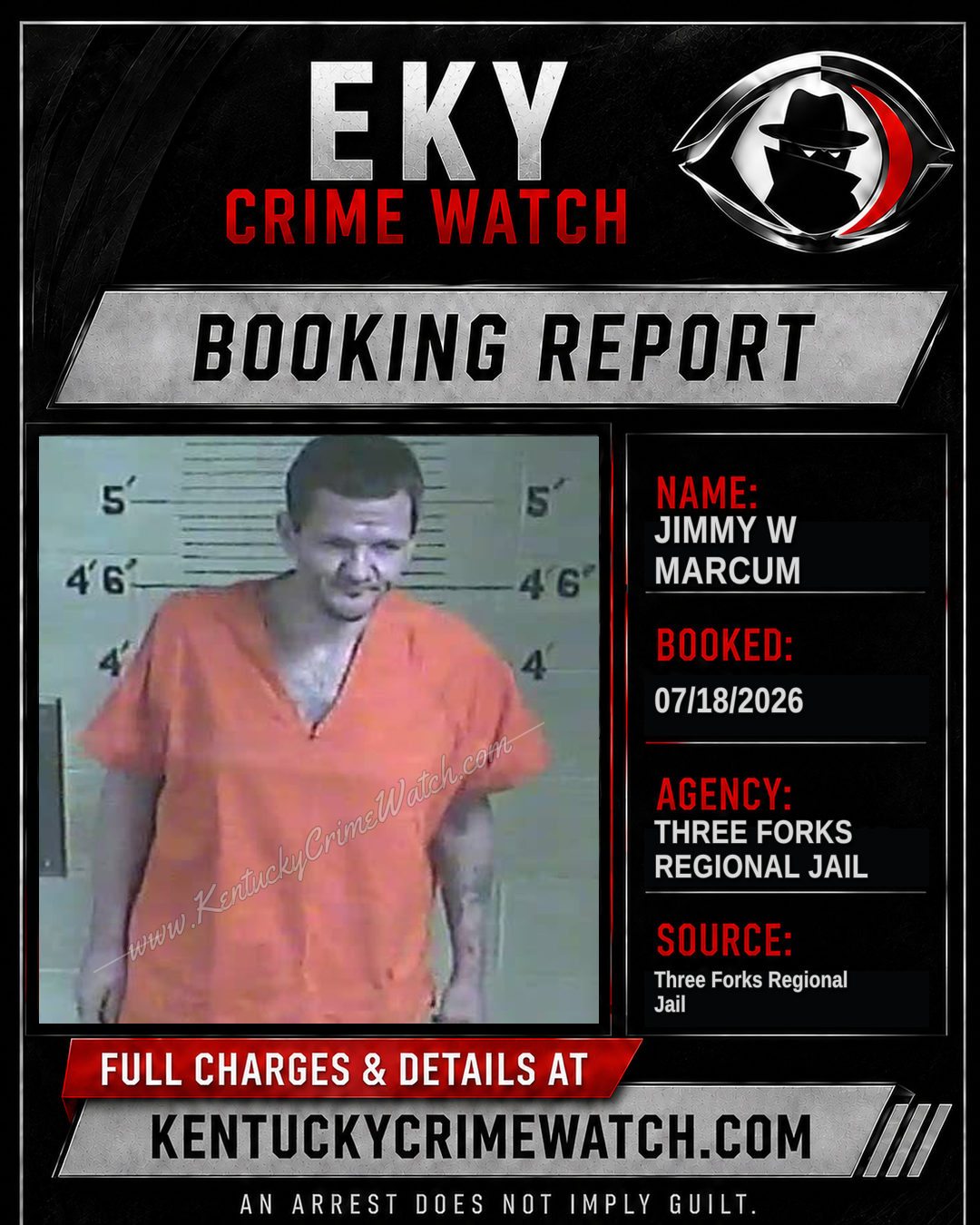 Jimmy W Marcum booking report card