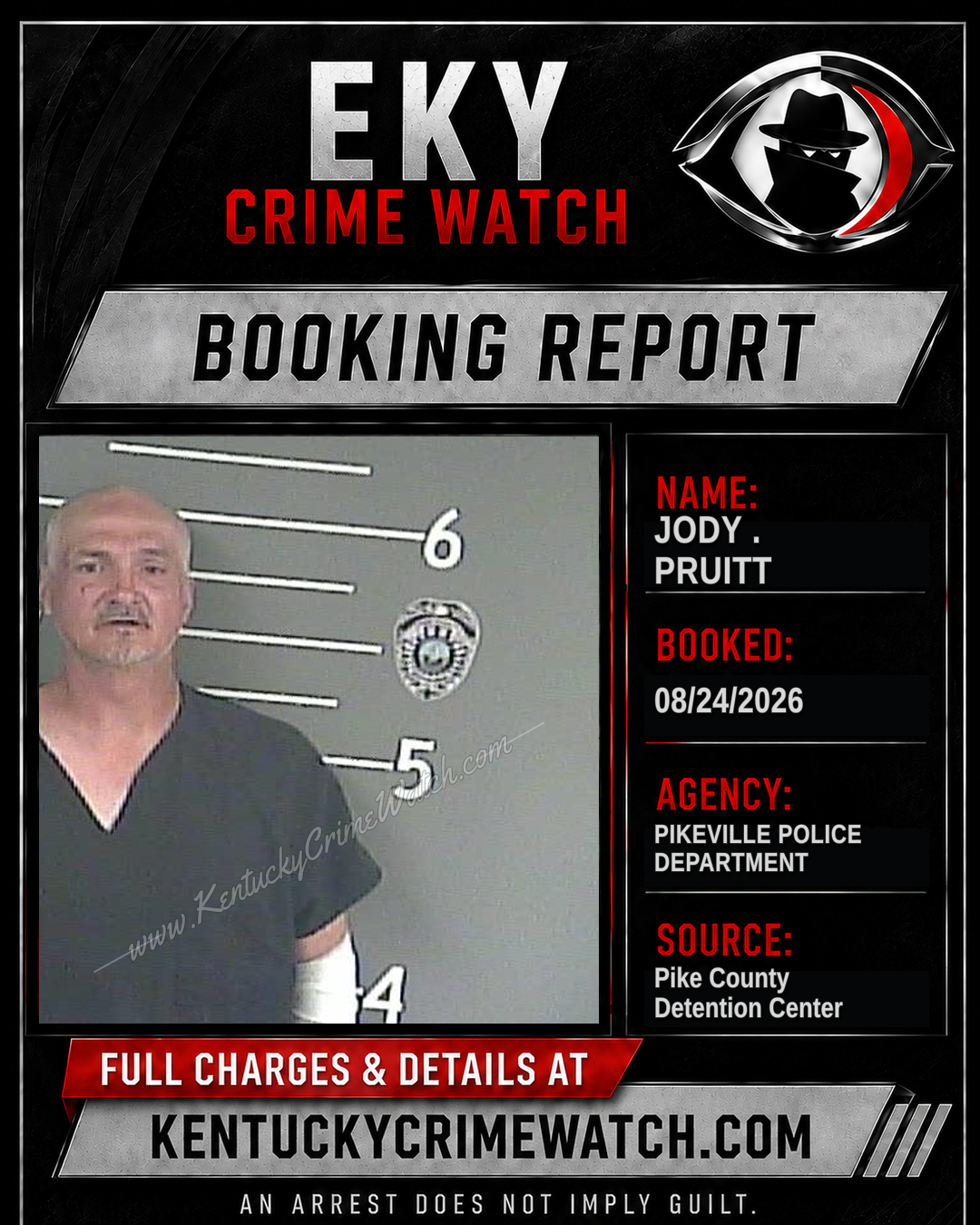JODY . PRUITT booking report card