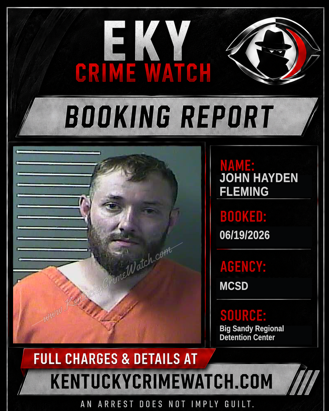 JOHN HAYDEN FLEMING booking report card