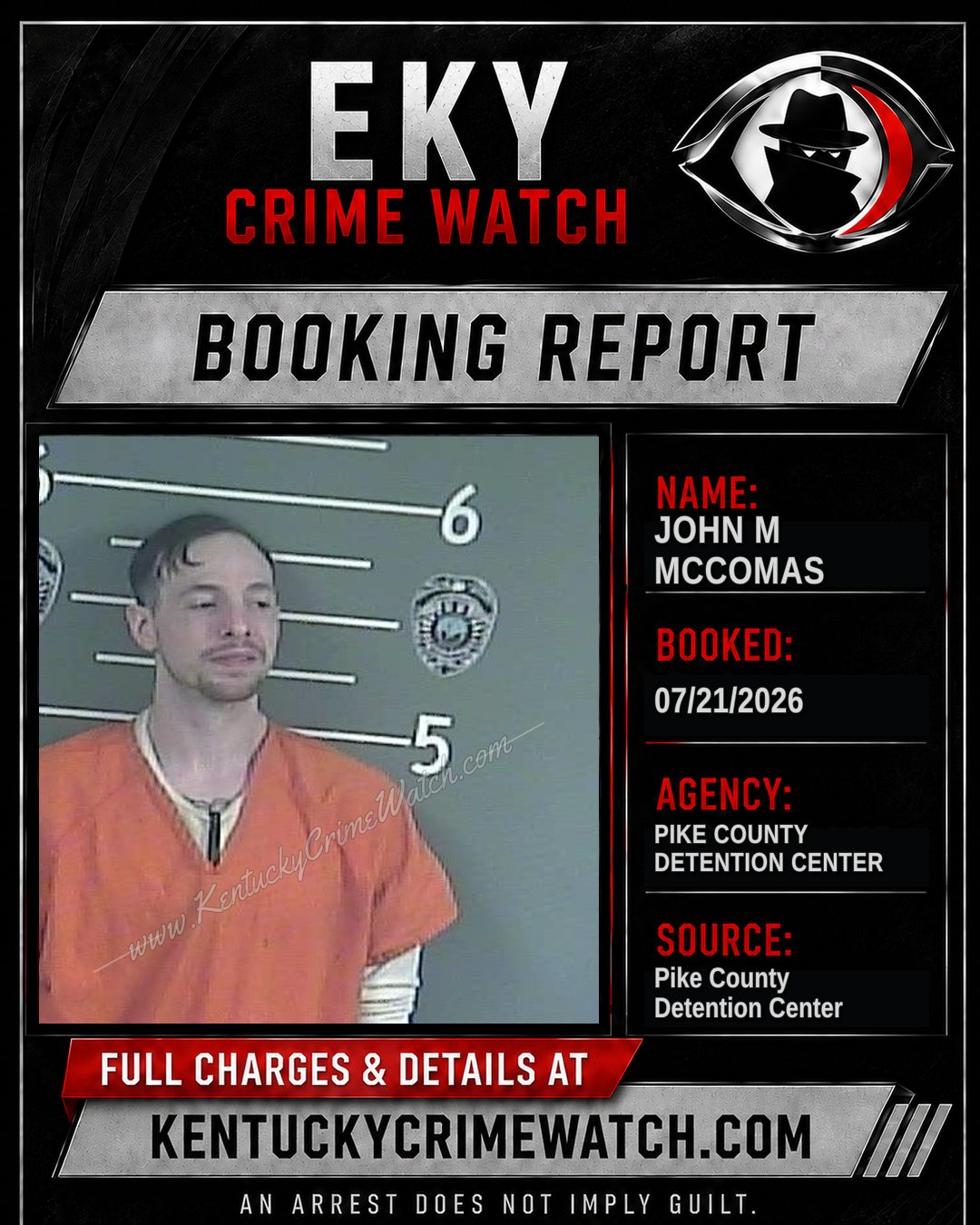 JOHN M MCCOMAS booking report card