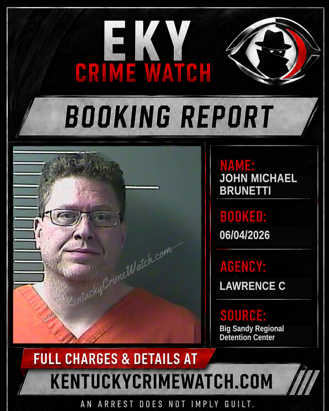 JOHN MICHAEL BRUNETTI booking report card