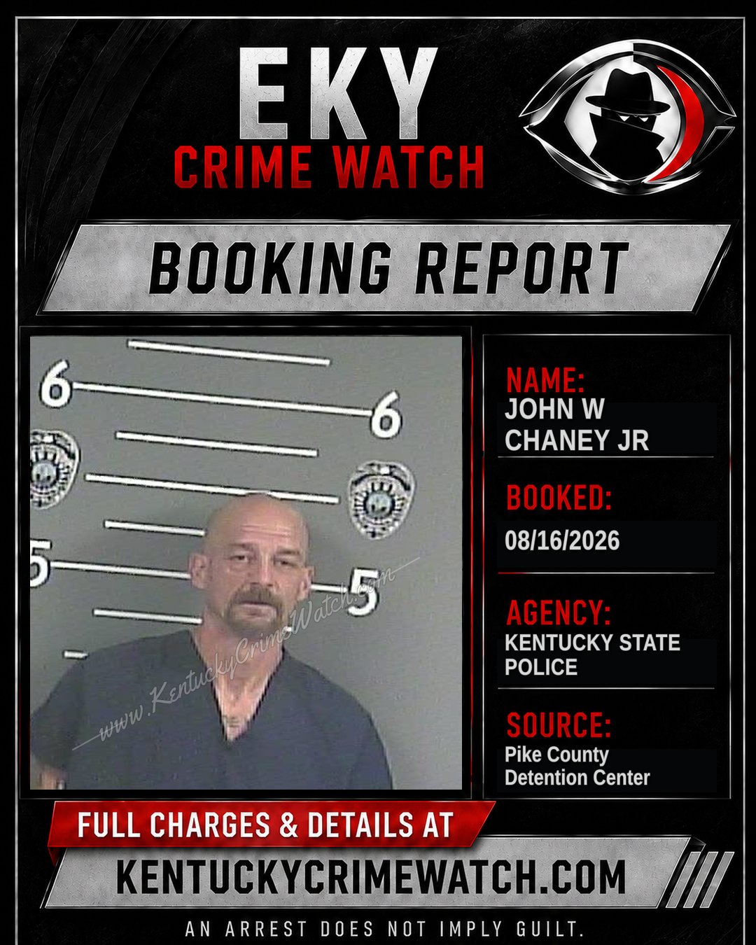 JOHN W CHANEY JR booking report card
