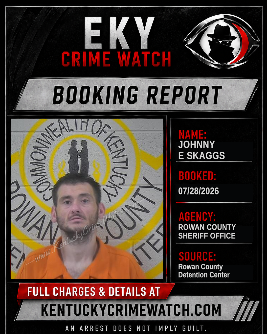 JOHNNY E SKAGGS booking report card