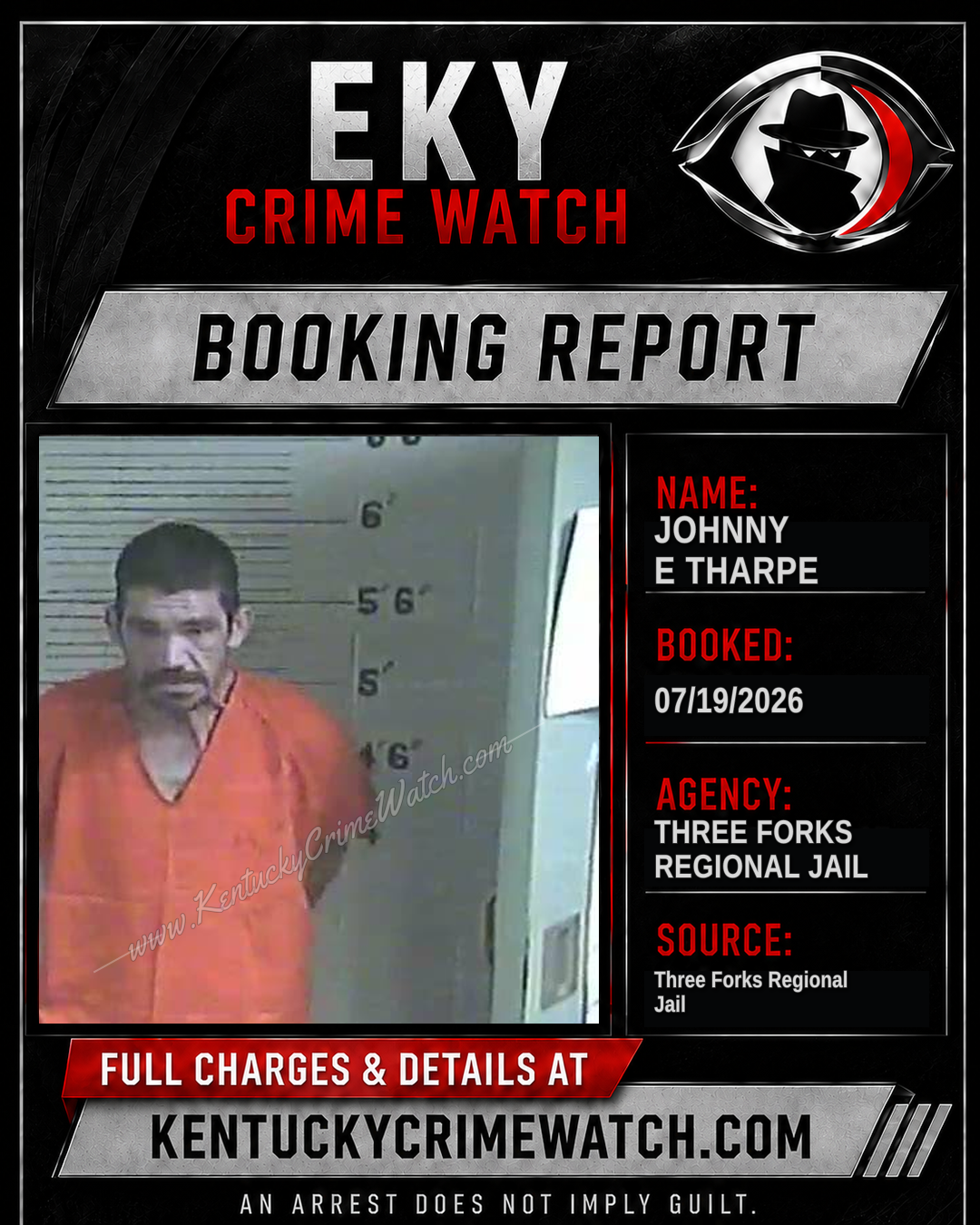 Johnny E Tharpe booking report card