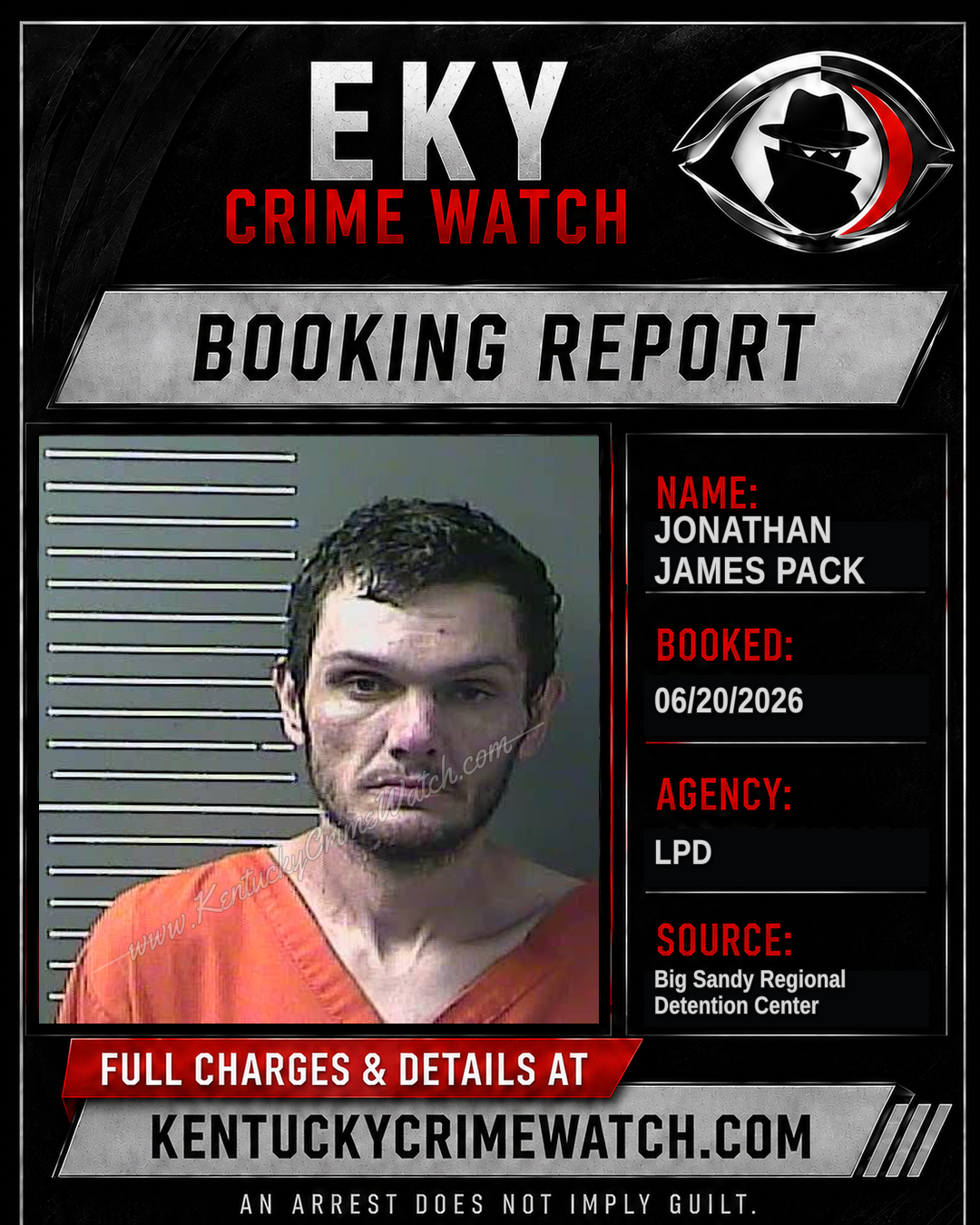 JONATHAN JAMES PACK booking report card