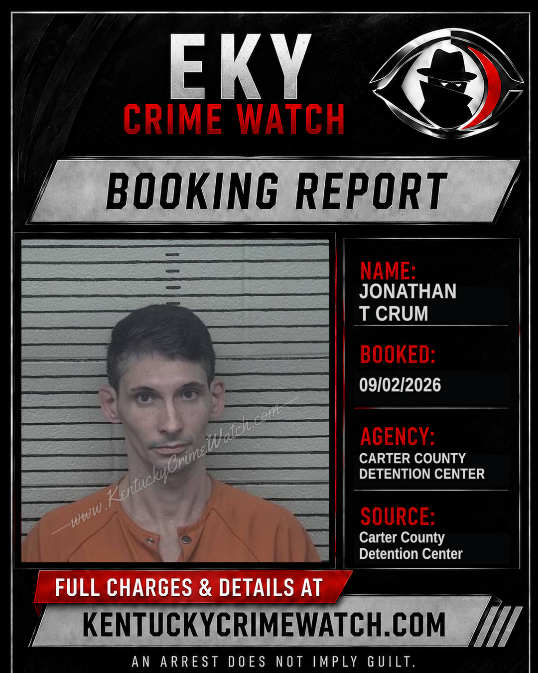 JONATHAN T CRUM booking report card
