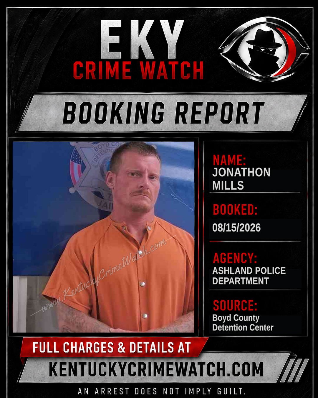 JONATHON MILLS booking report card