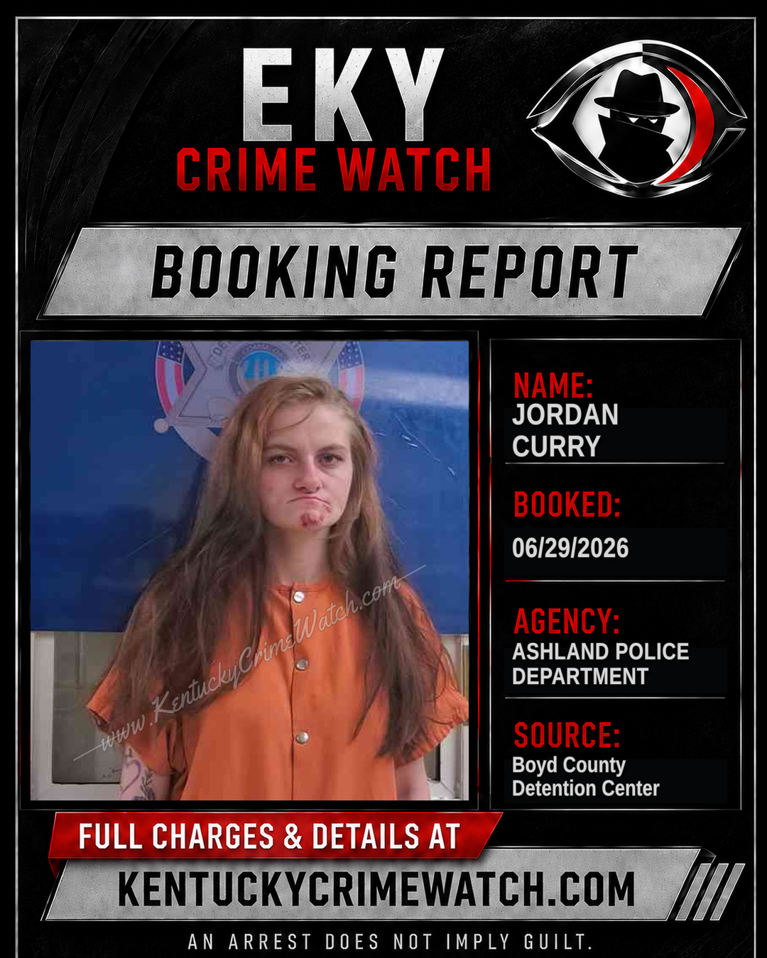 JORDAN CURRY booking report card