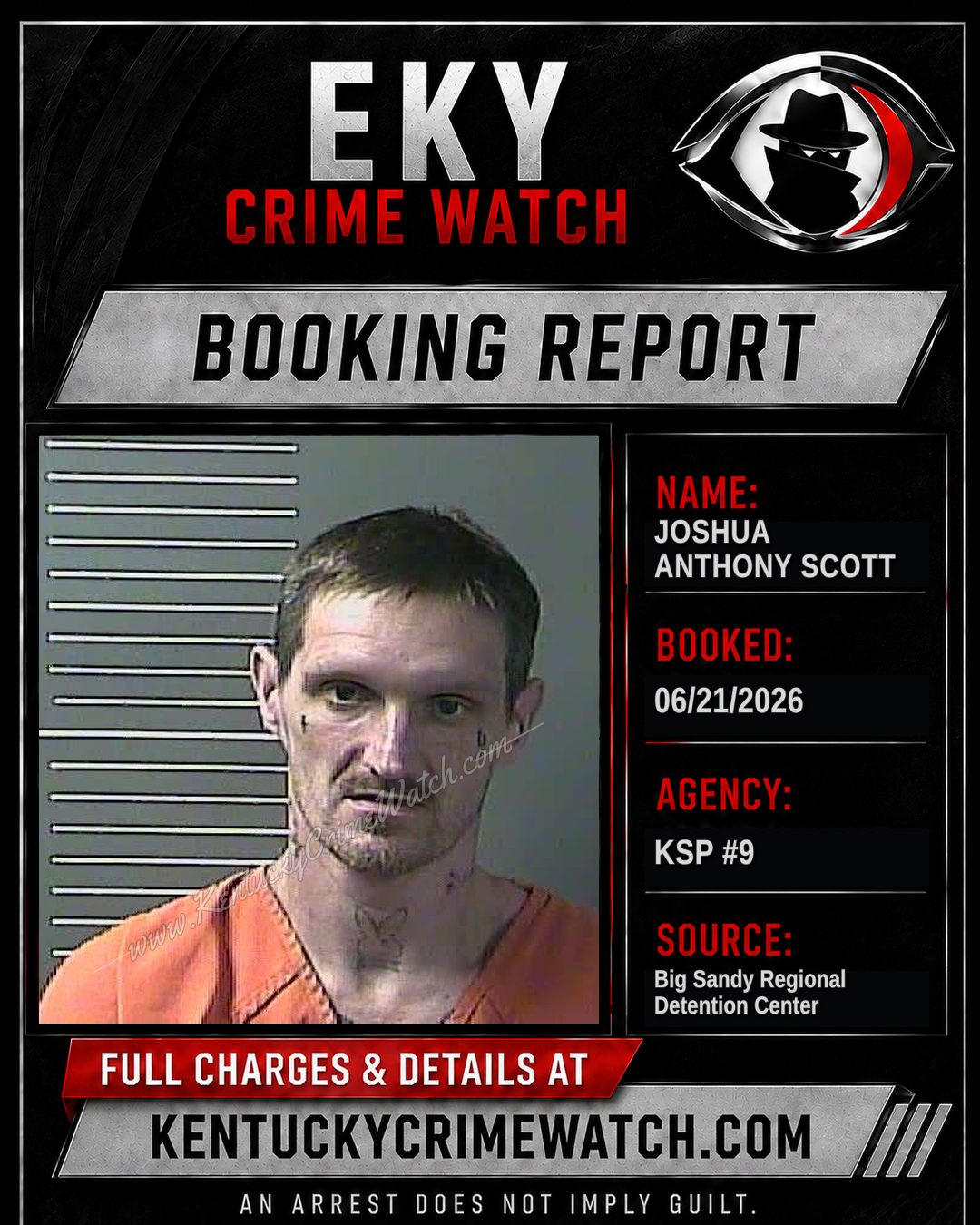 JOSHUA ANTHONY SCOTT booking report card