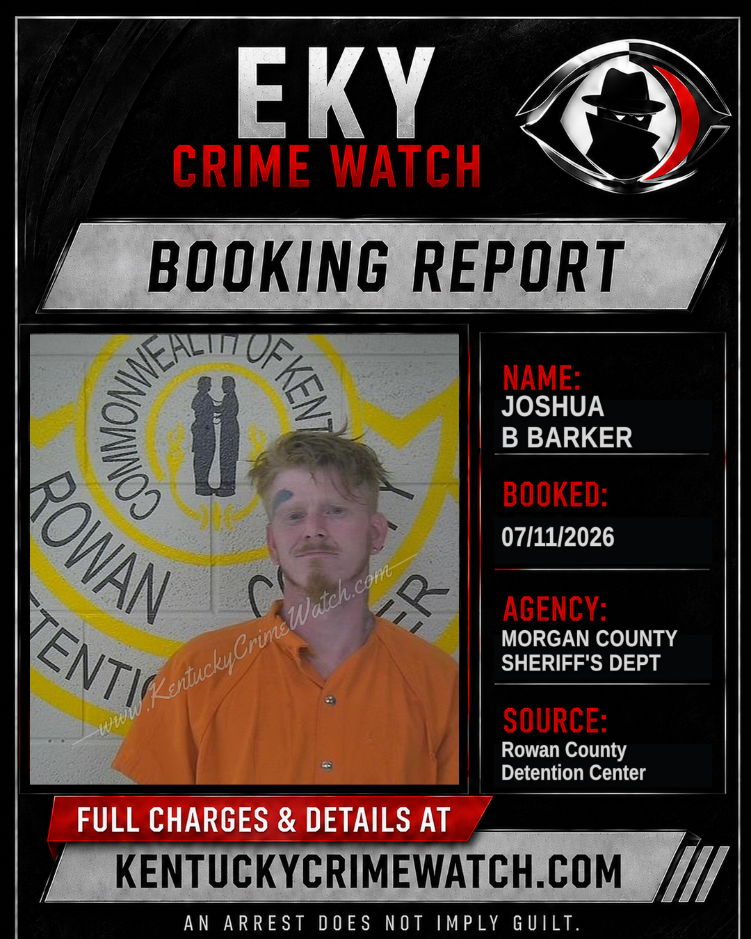 JOSHUA B BARKER booking report card