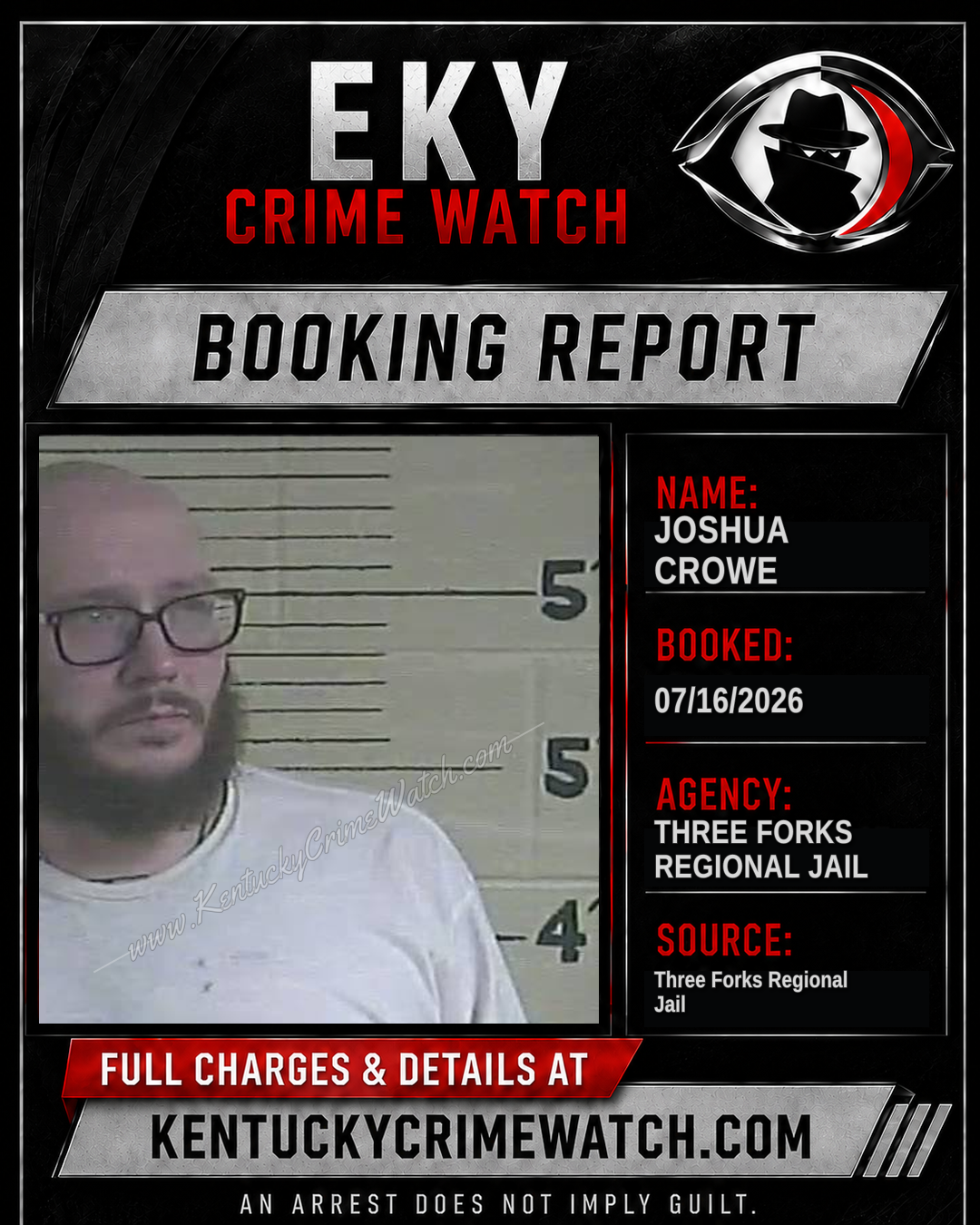 Joshua Crowe booking report card