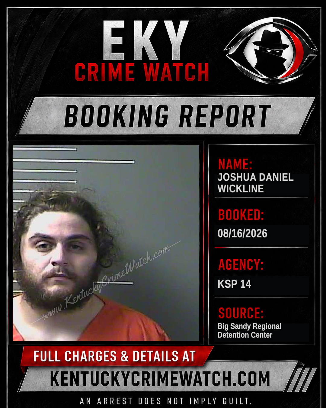 joshua daniel wickline booking report card