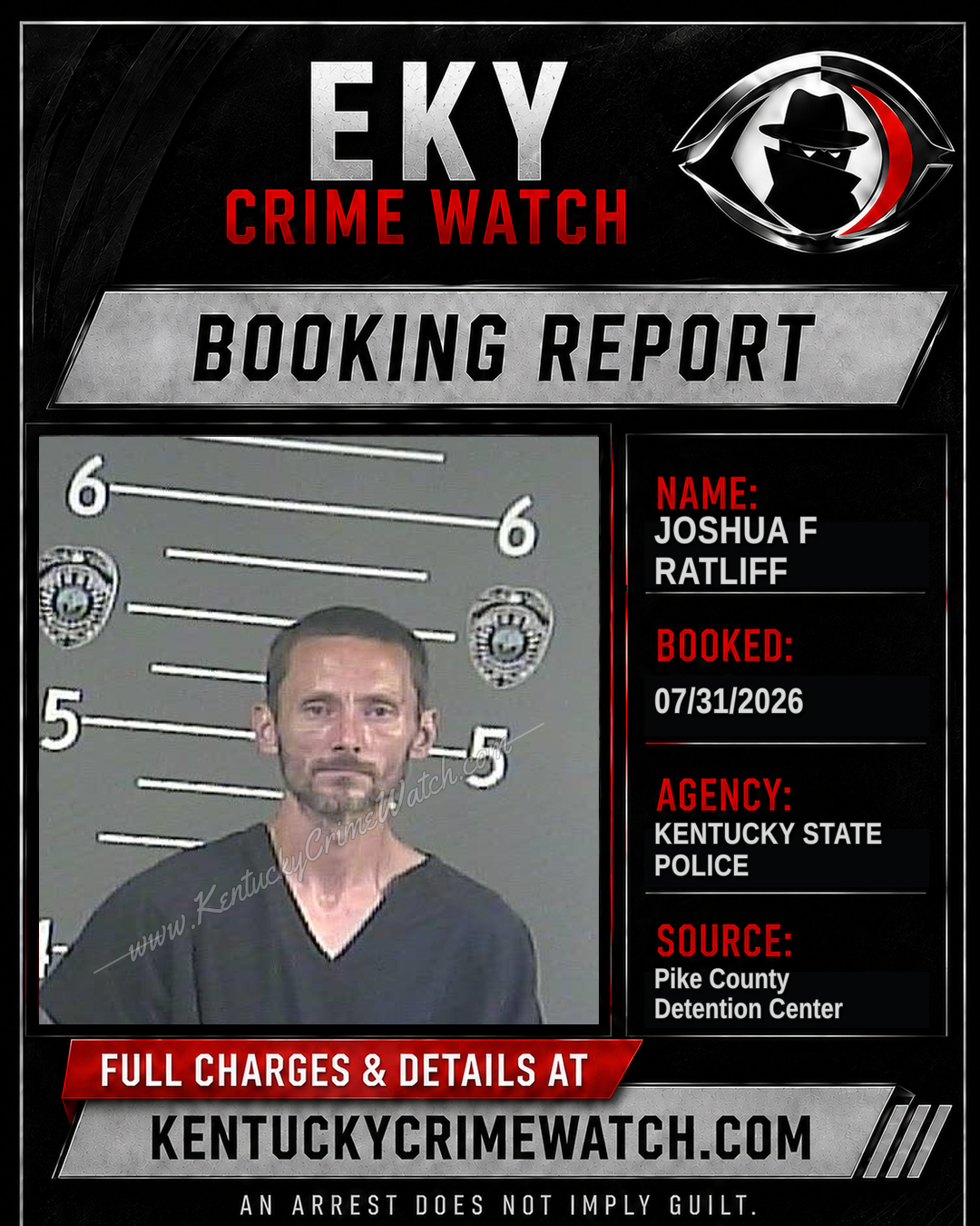 JOSHUA F RATLIFF booking report card