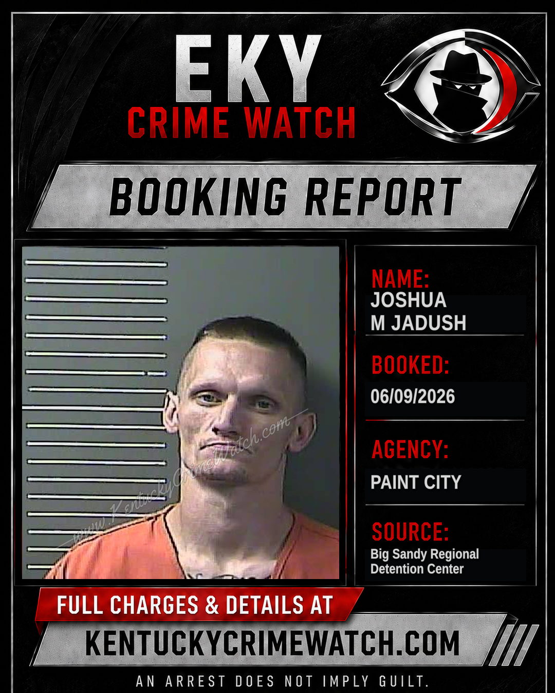JOSHUA M JADUSH booking report card