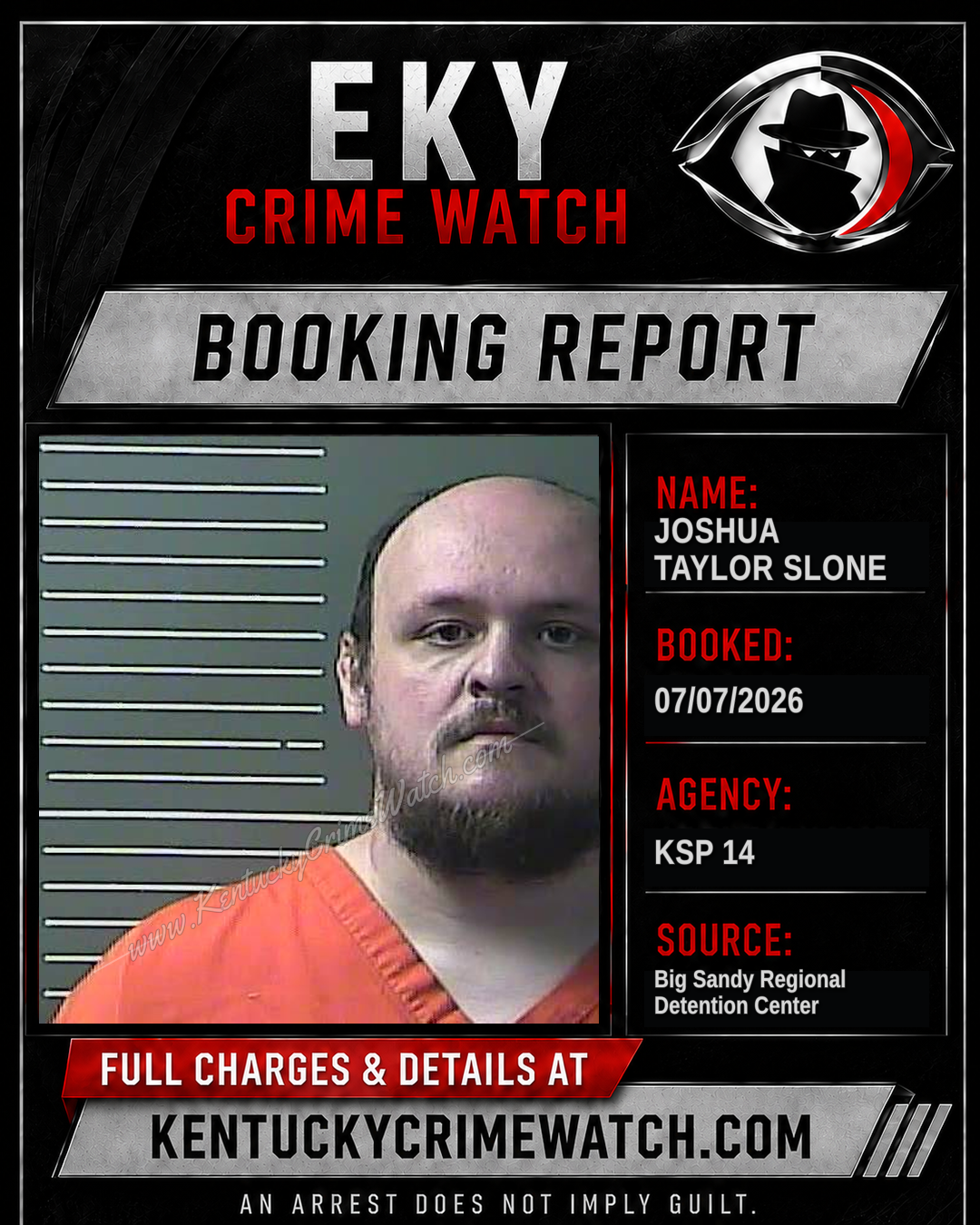 JOSHUA TAYLOR SLONE booking report card