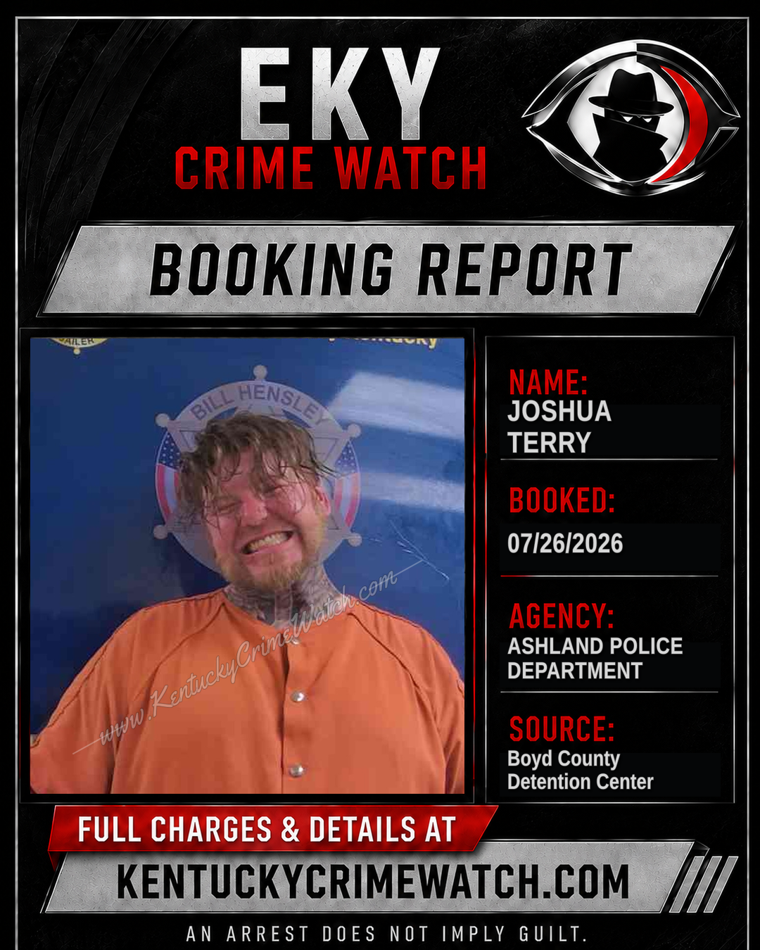 JOSHUA TERRY booking report card