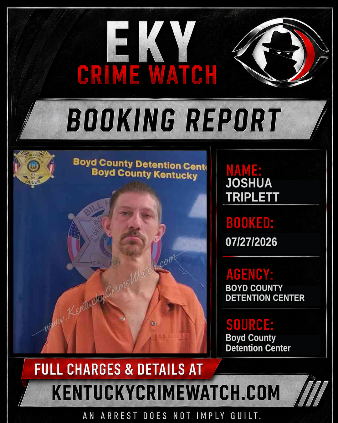 JOSHUA TRIPLETT booking report card