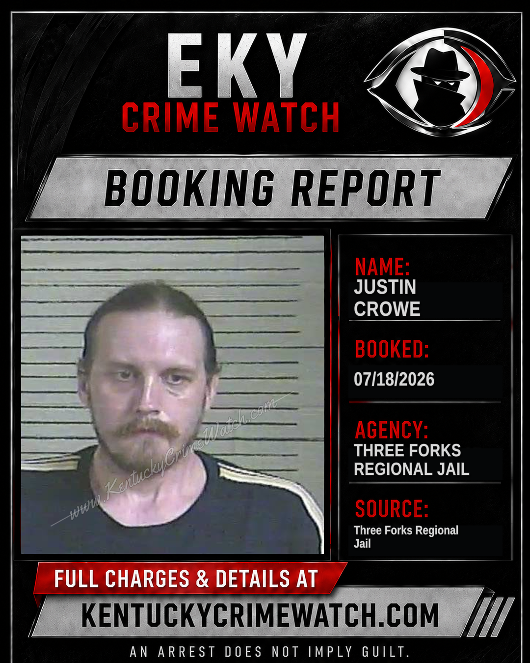 Justin Crowe booking report card