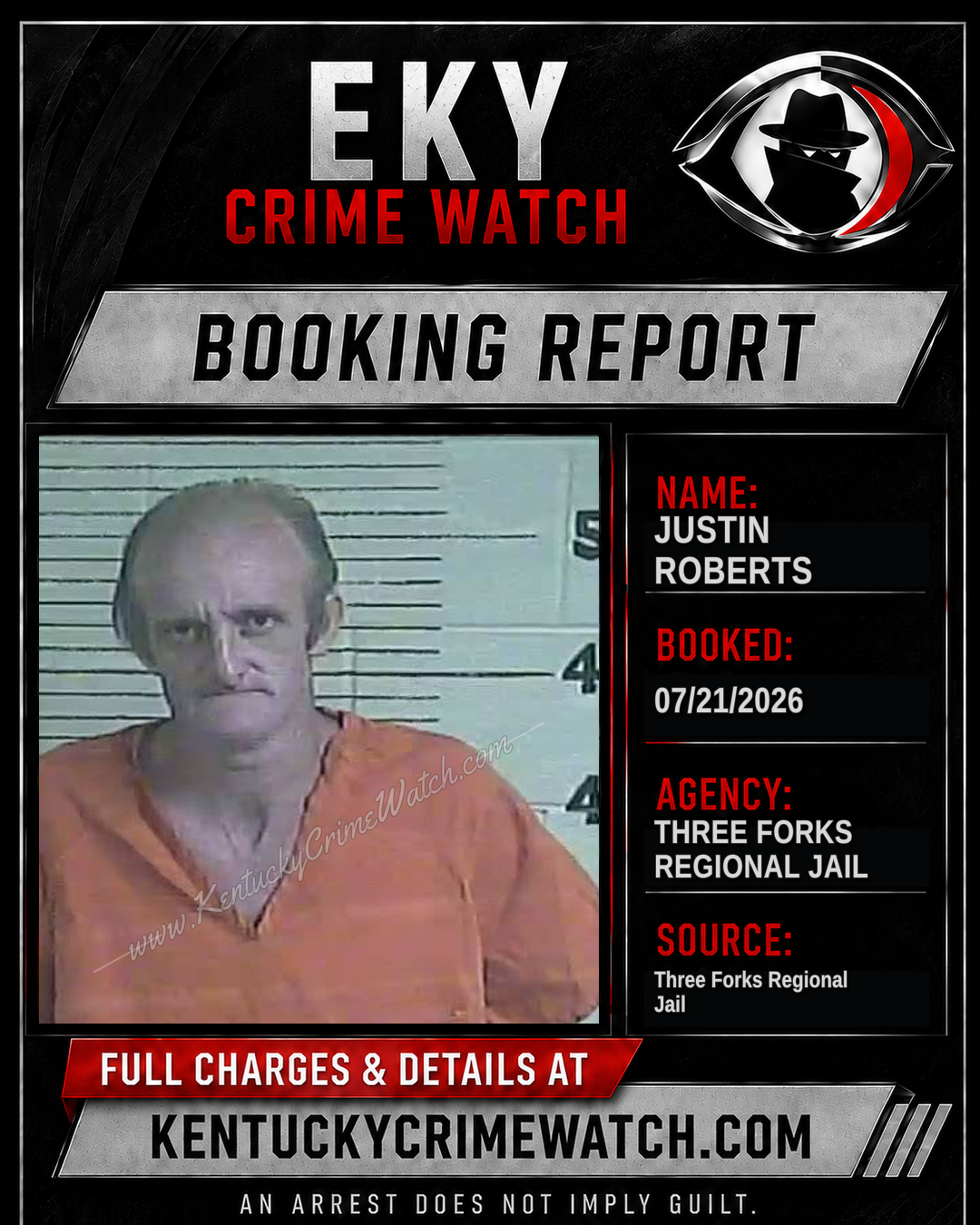 Justin Roberts booking report card