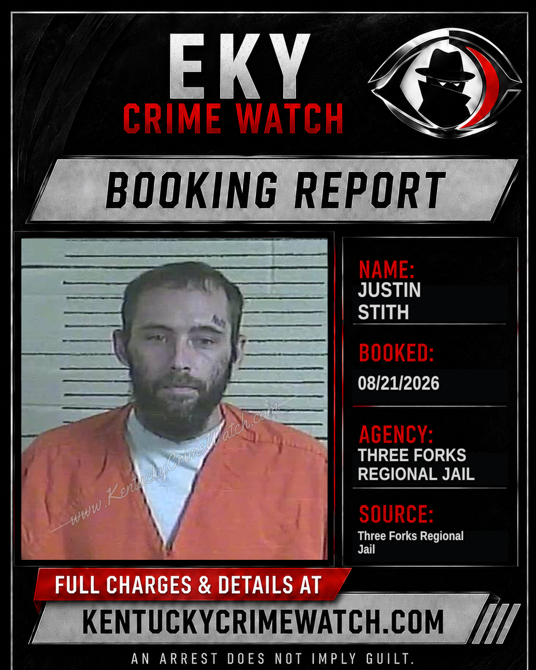 Justin Stith booking report card
