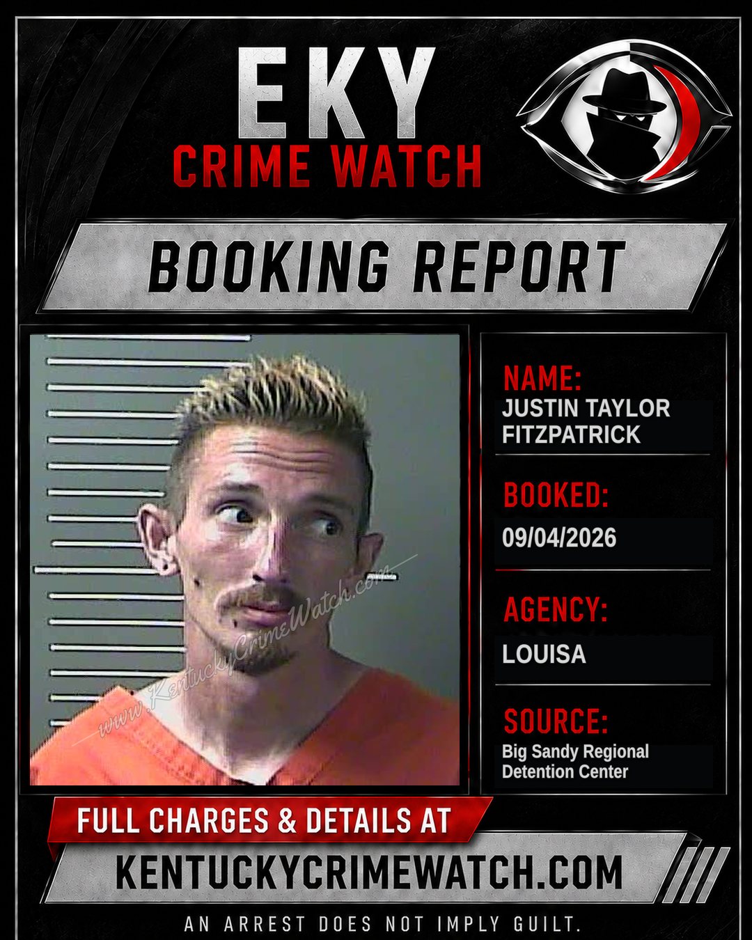 JUSTIN TAYLOR FITZPATRICK booking report card