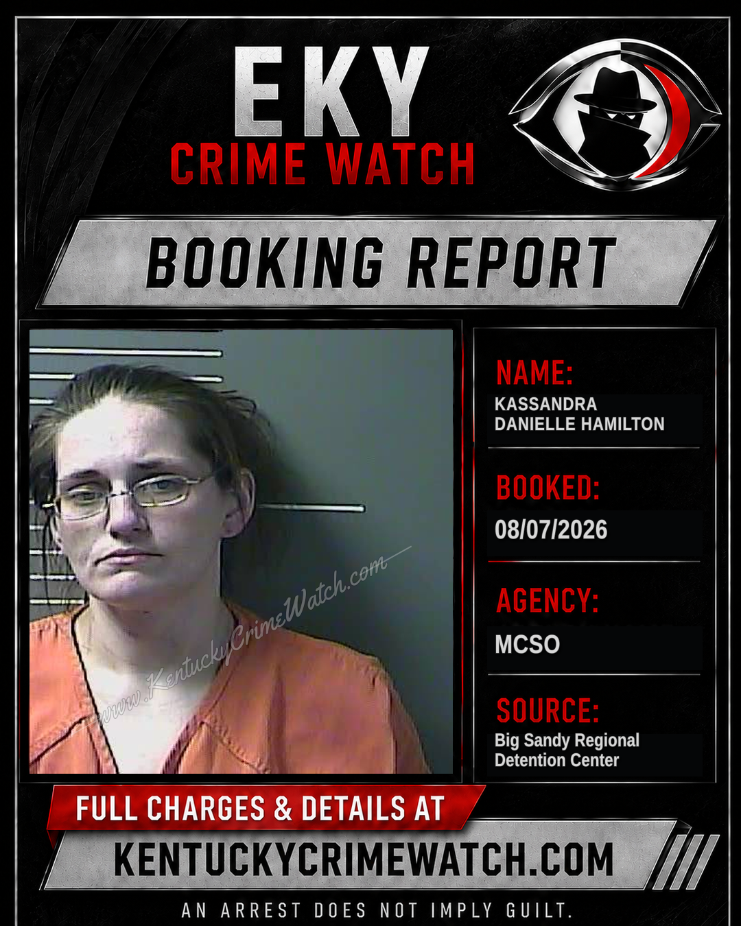 KASSANDRA DANIELLE HAMILTON booking report card