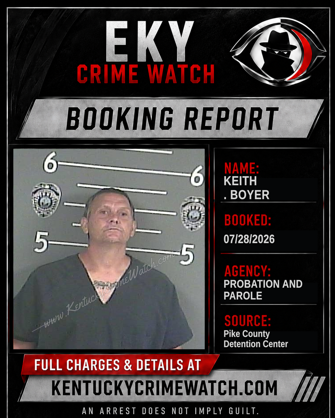 KEITH . BOYER booking report card
