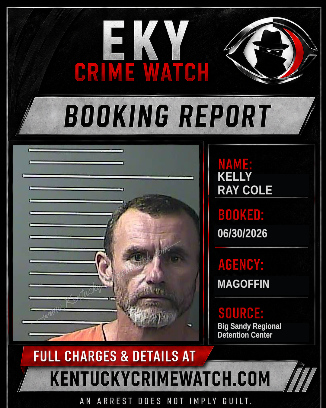 KELLY Ray COLE booking report card