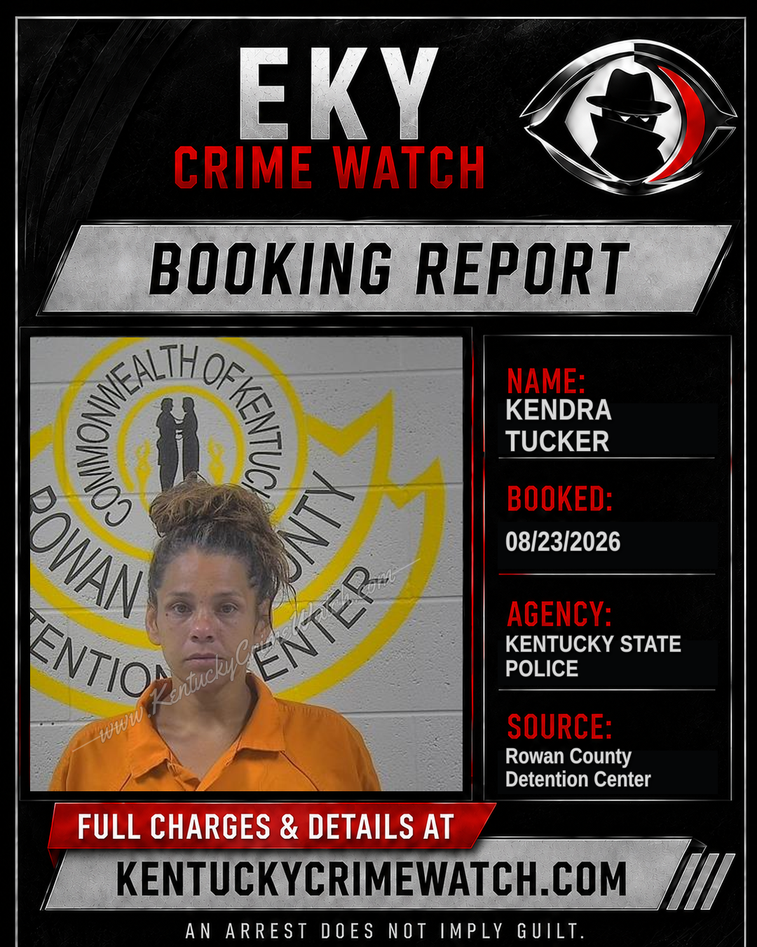 KENDRA TUCKER booking report card