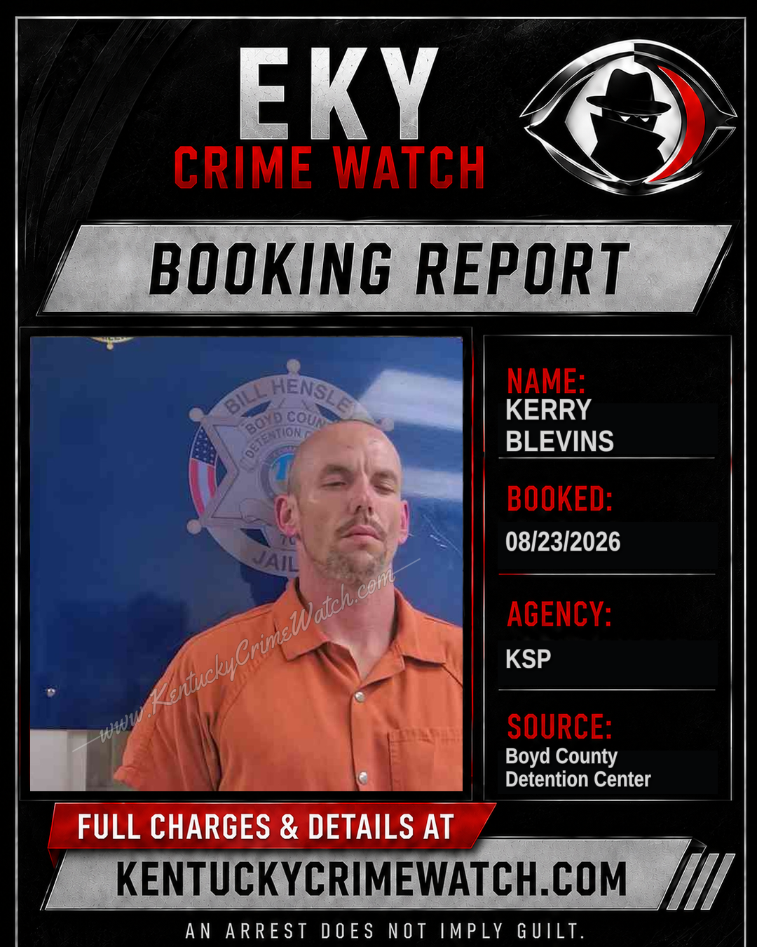 KERRY BLEVINS booking report card