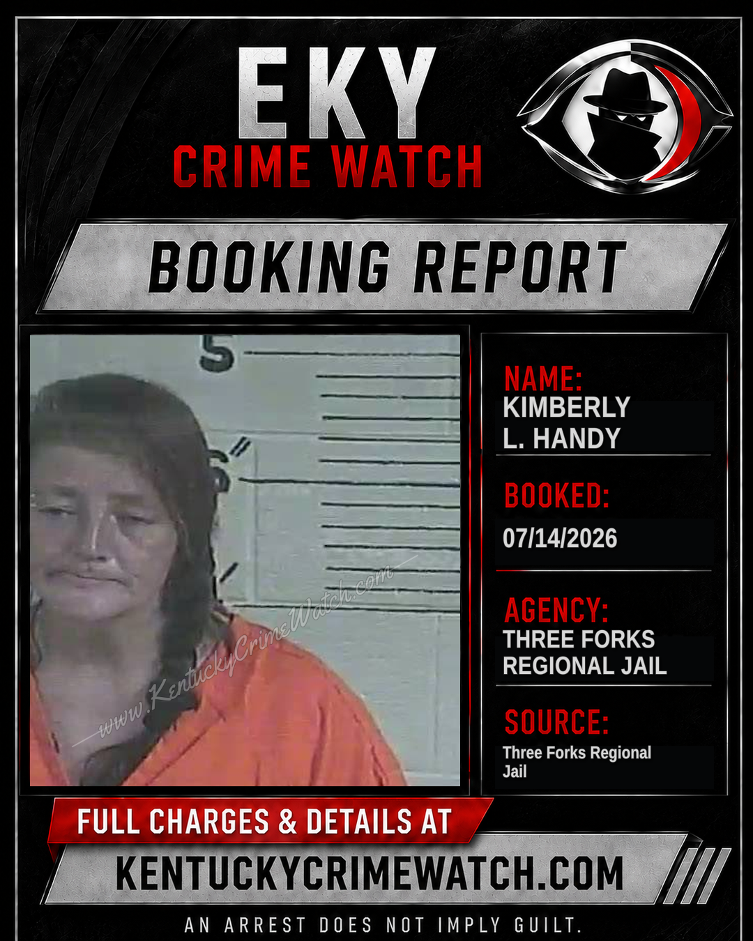 Kimberly L. Handy booking report card