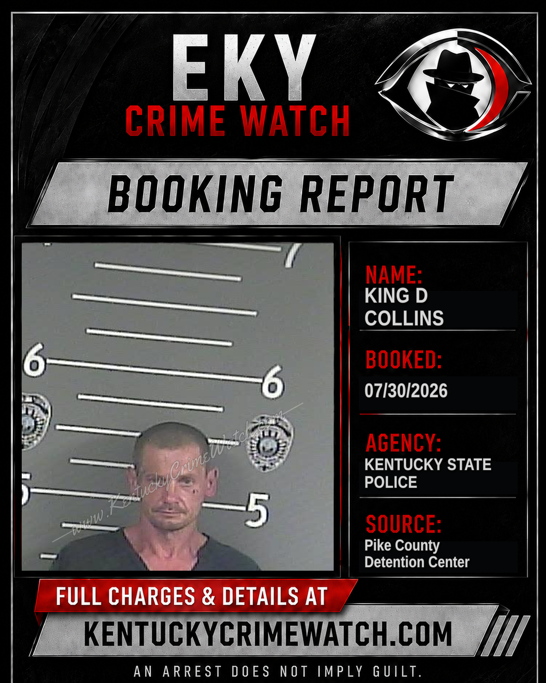 KING D COLLINS booking report card