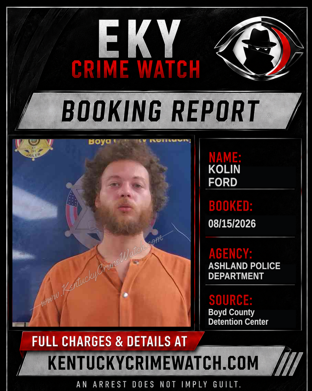 KOLIN FORD booking report card