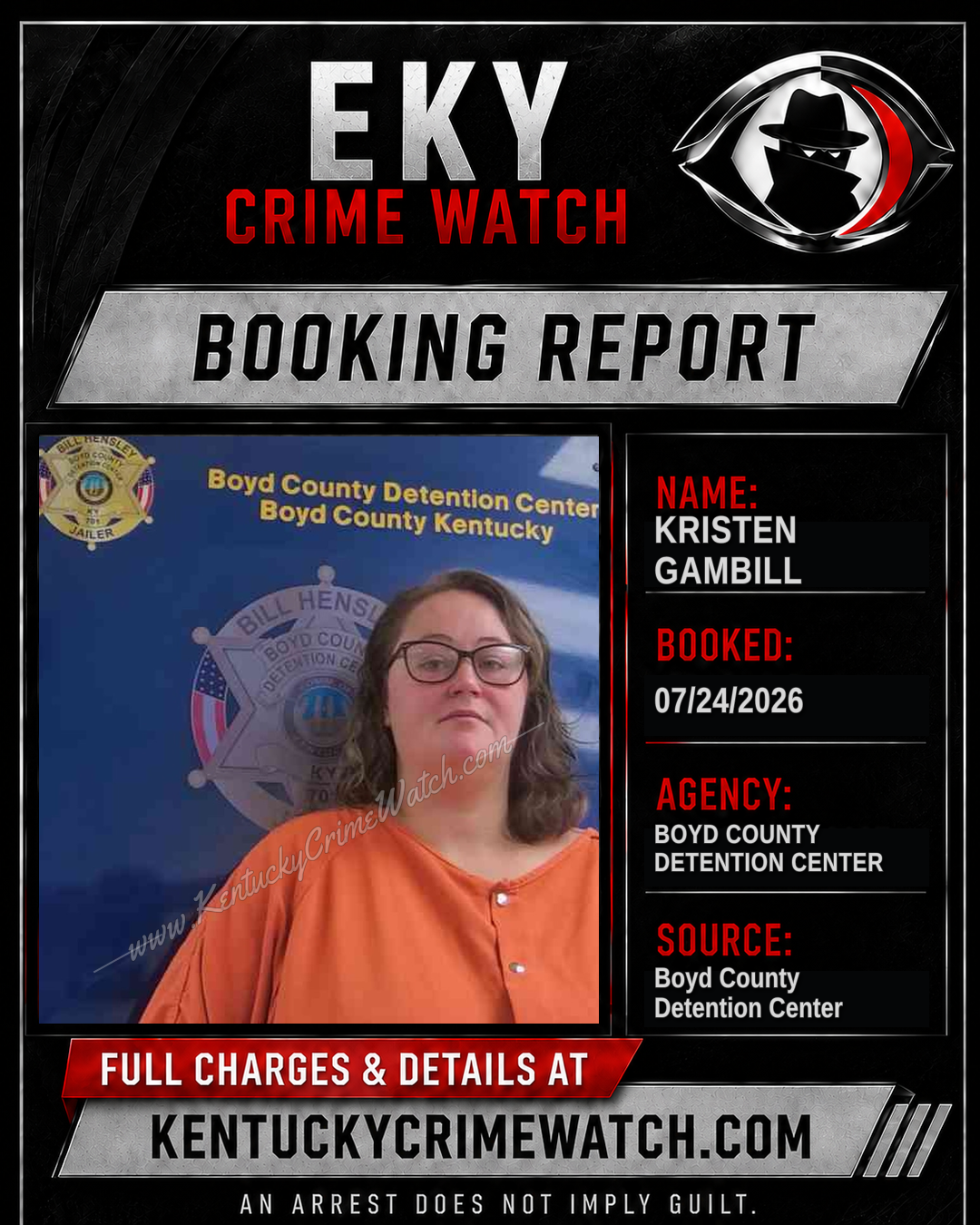 KRISTEN GAMBILL booking report card