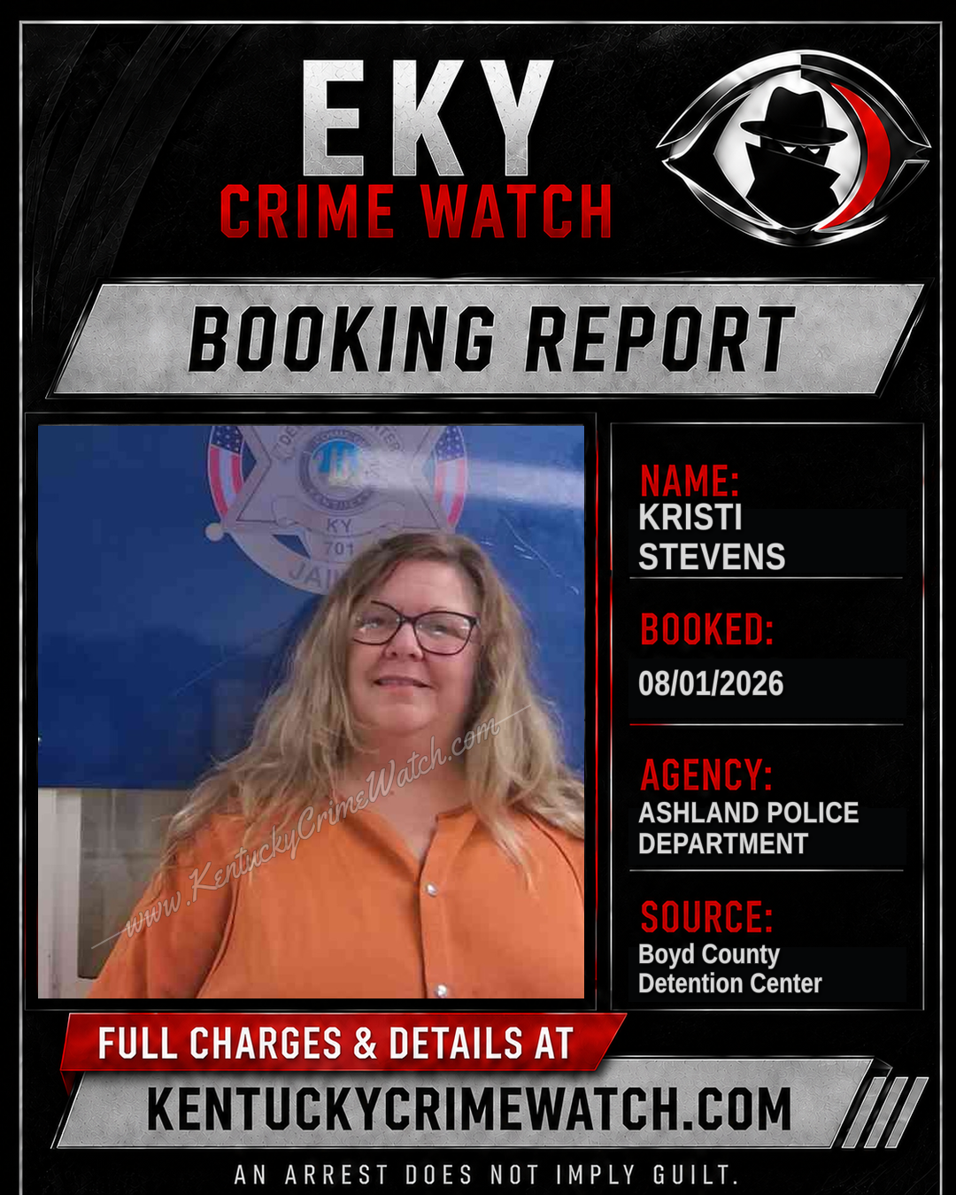KRISTI STEVENS booking report card