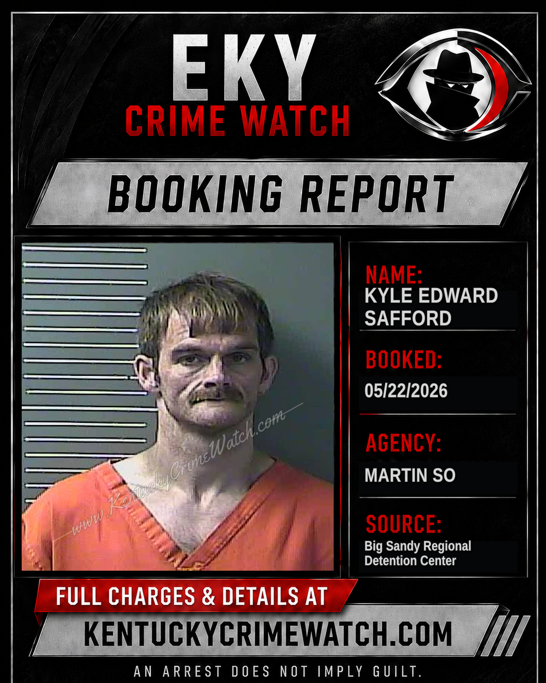 KYLE EDWARD SAFFORD booking report card