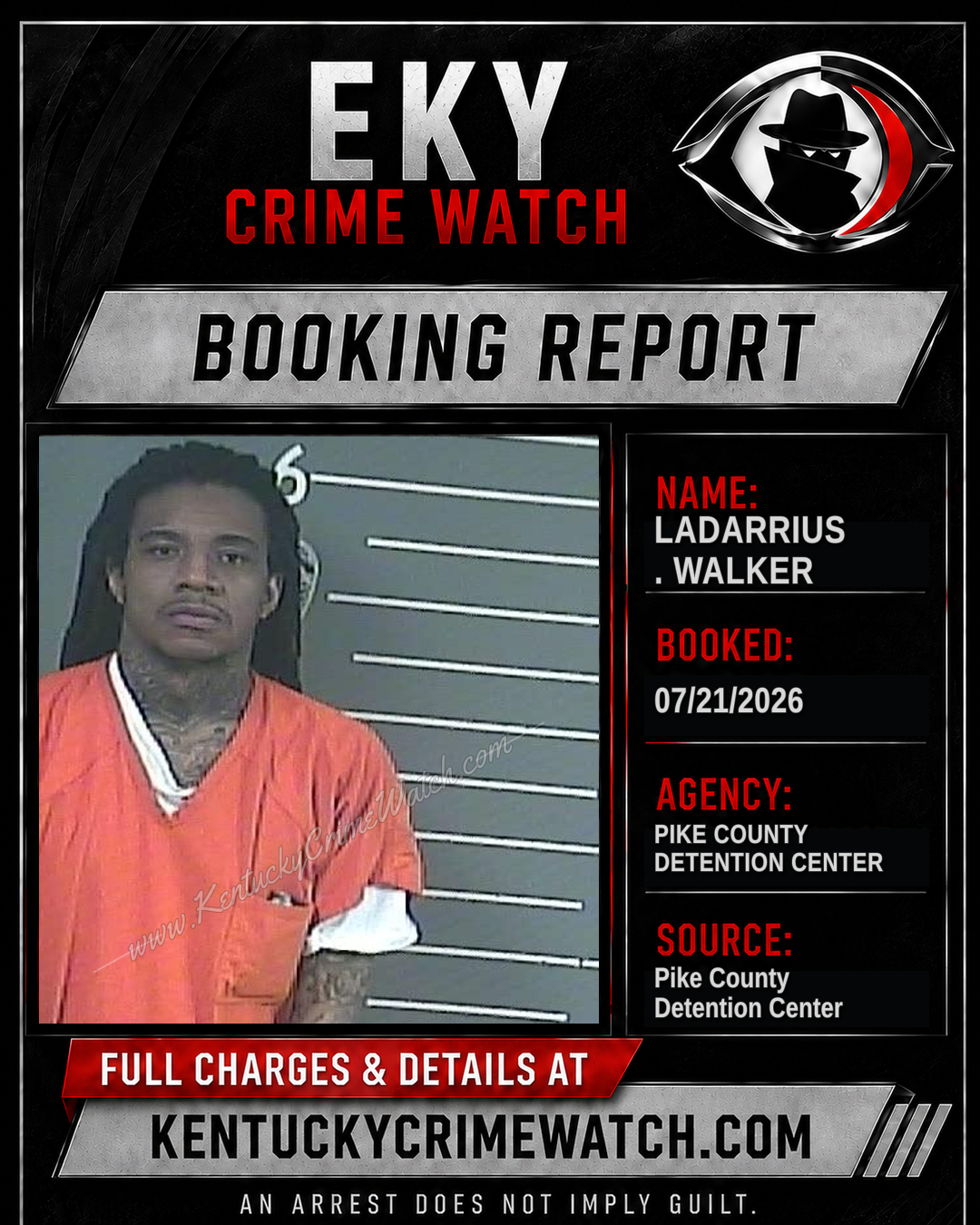 LADARRIUS . WALKER booking report card