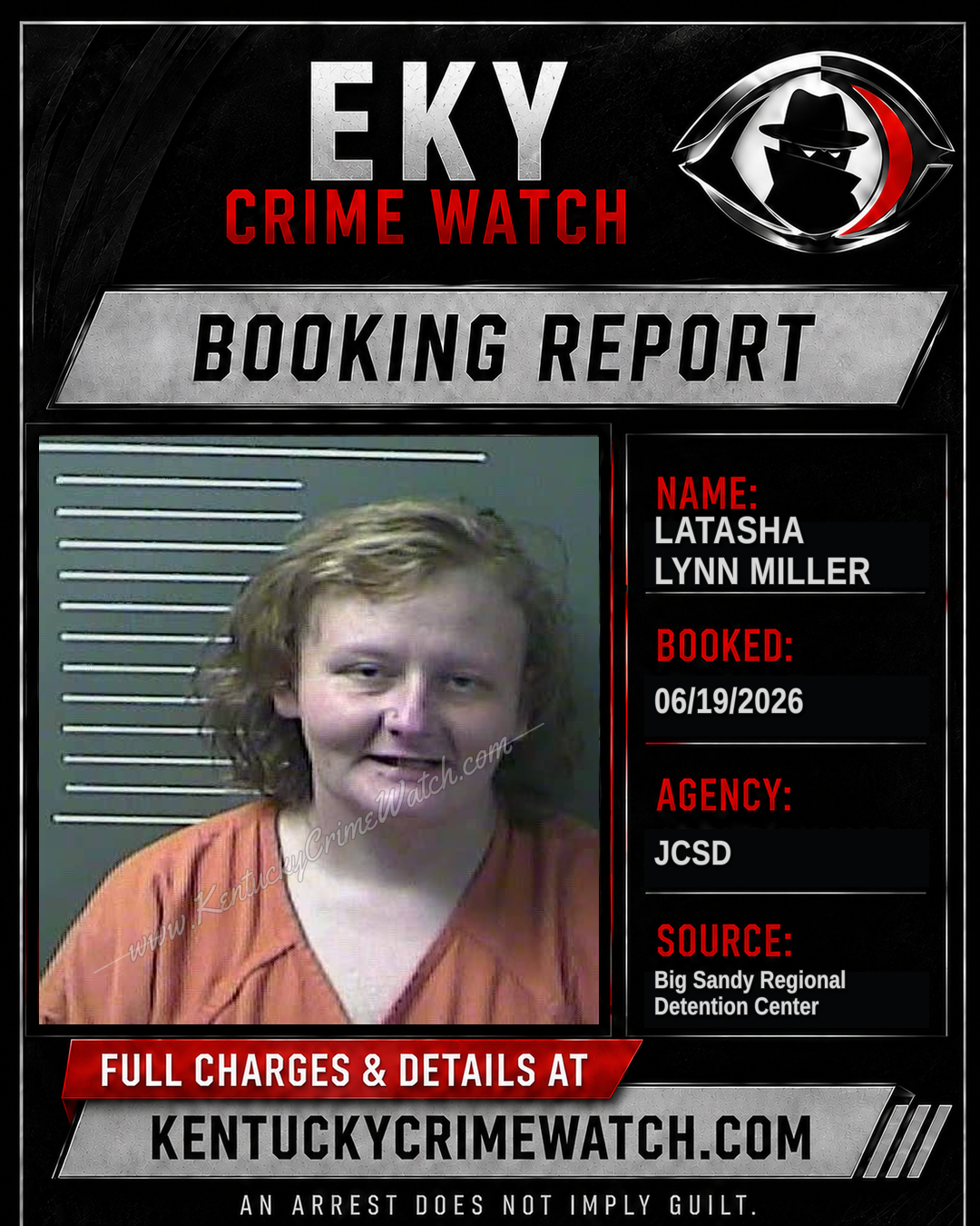 LATASHA LYNN MILLER booking report card
