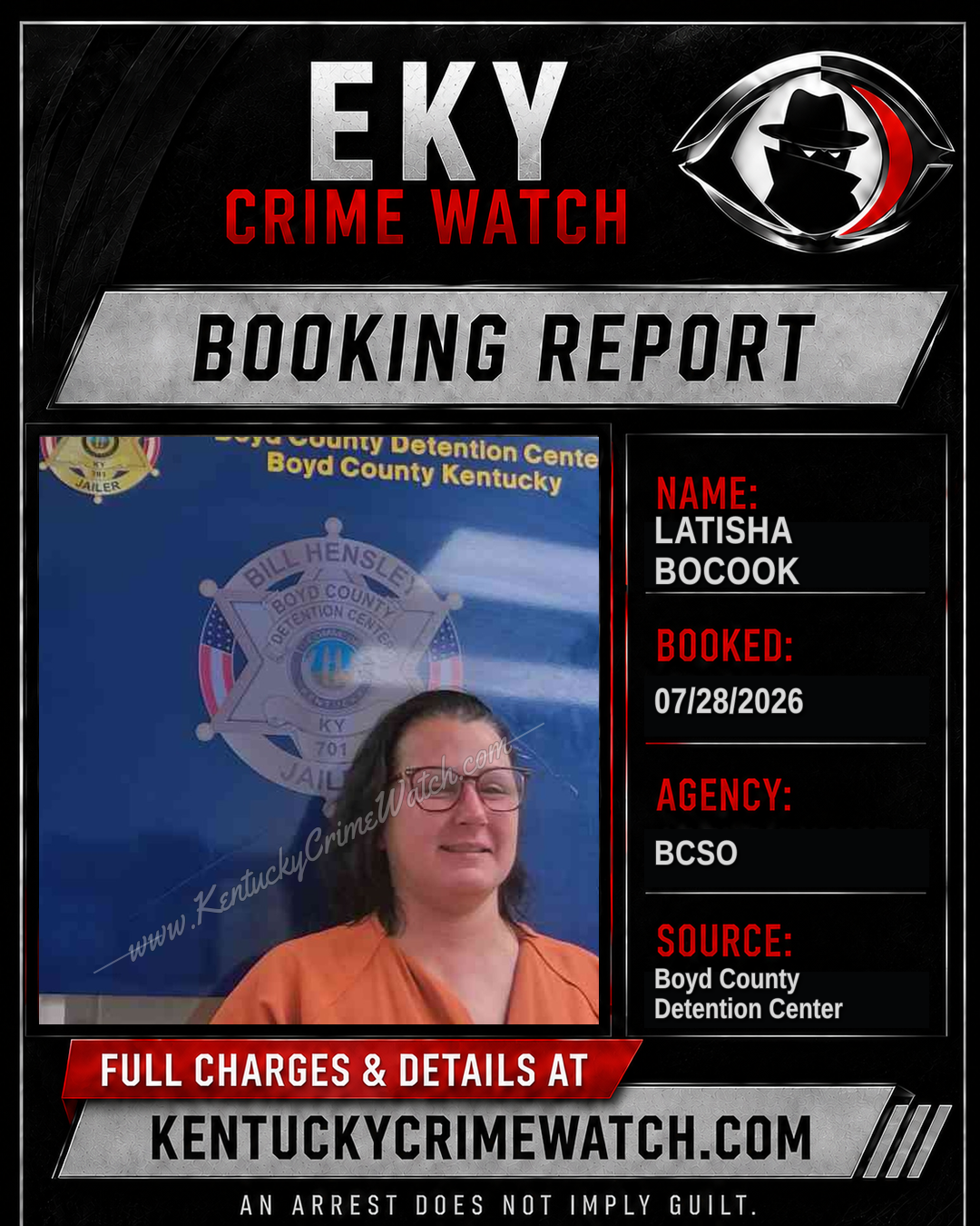 Latisha BOCOOK booking report card