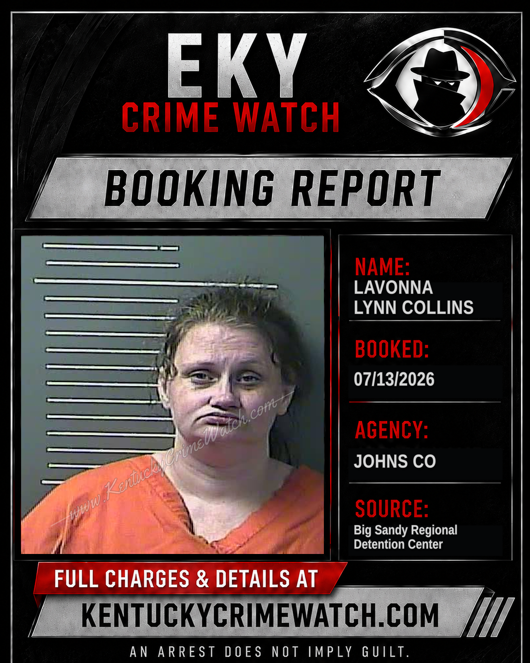 LAVONNA LYNN COLLINS booking report card