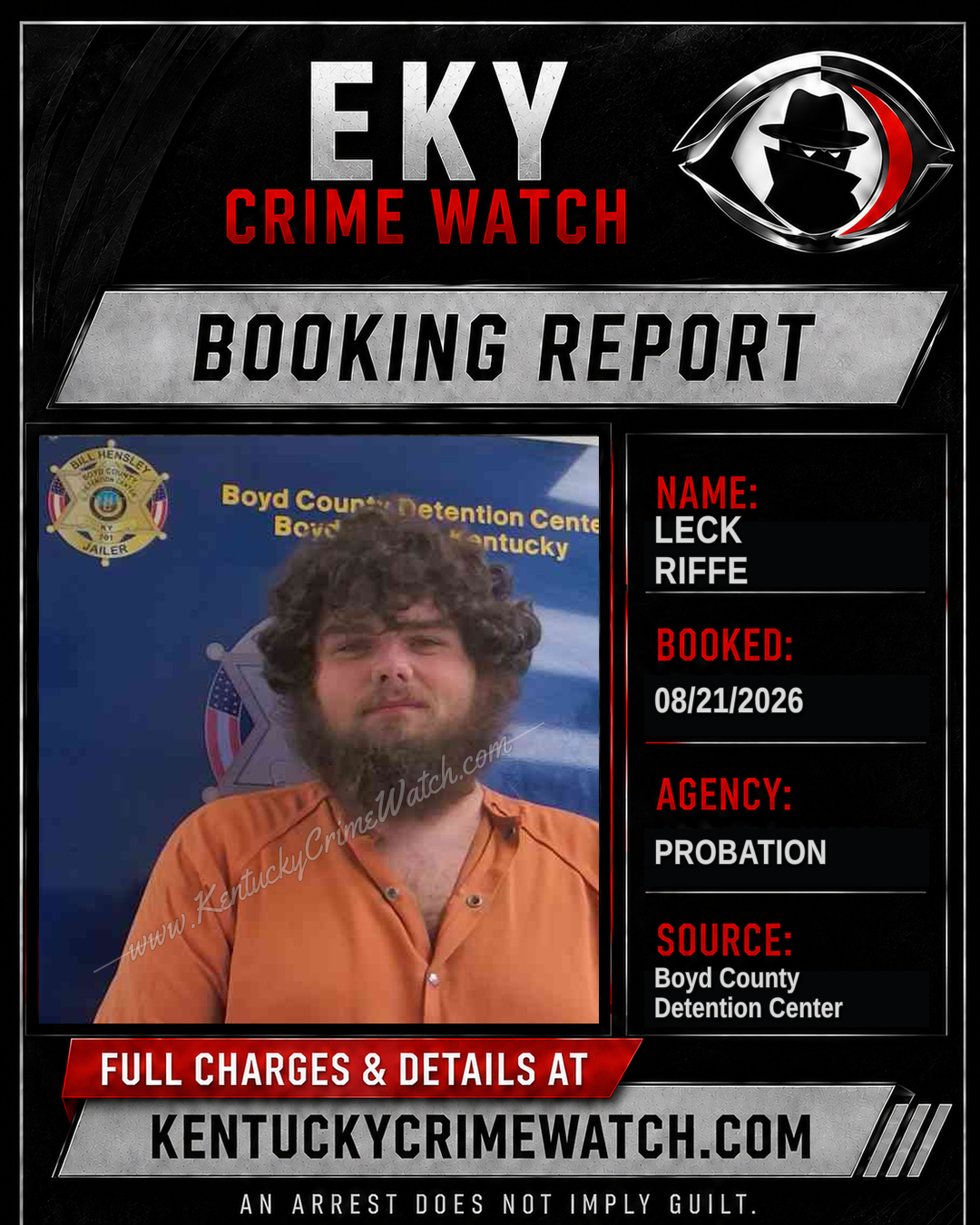 LECK RIFFE booking report card