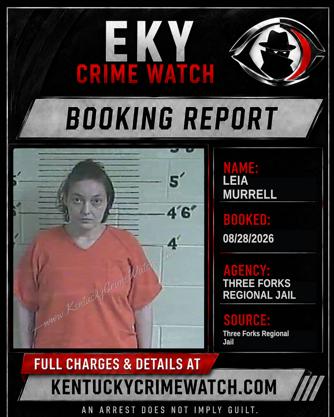 Leia Murrell booking report card