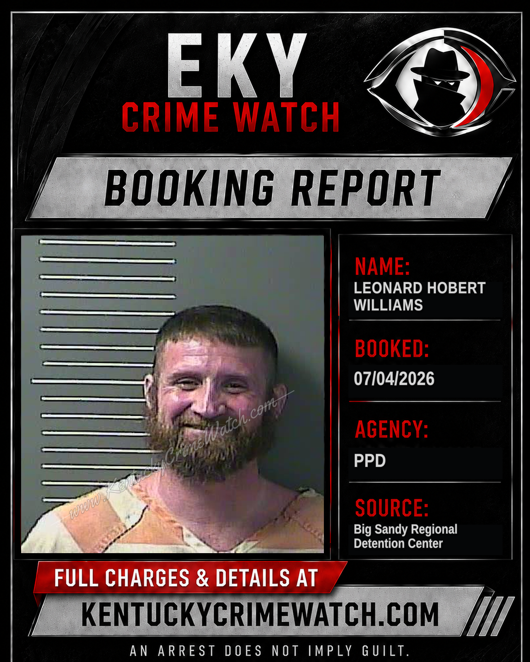 LEONARD HOBERT WILLIAMS booking report card