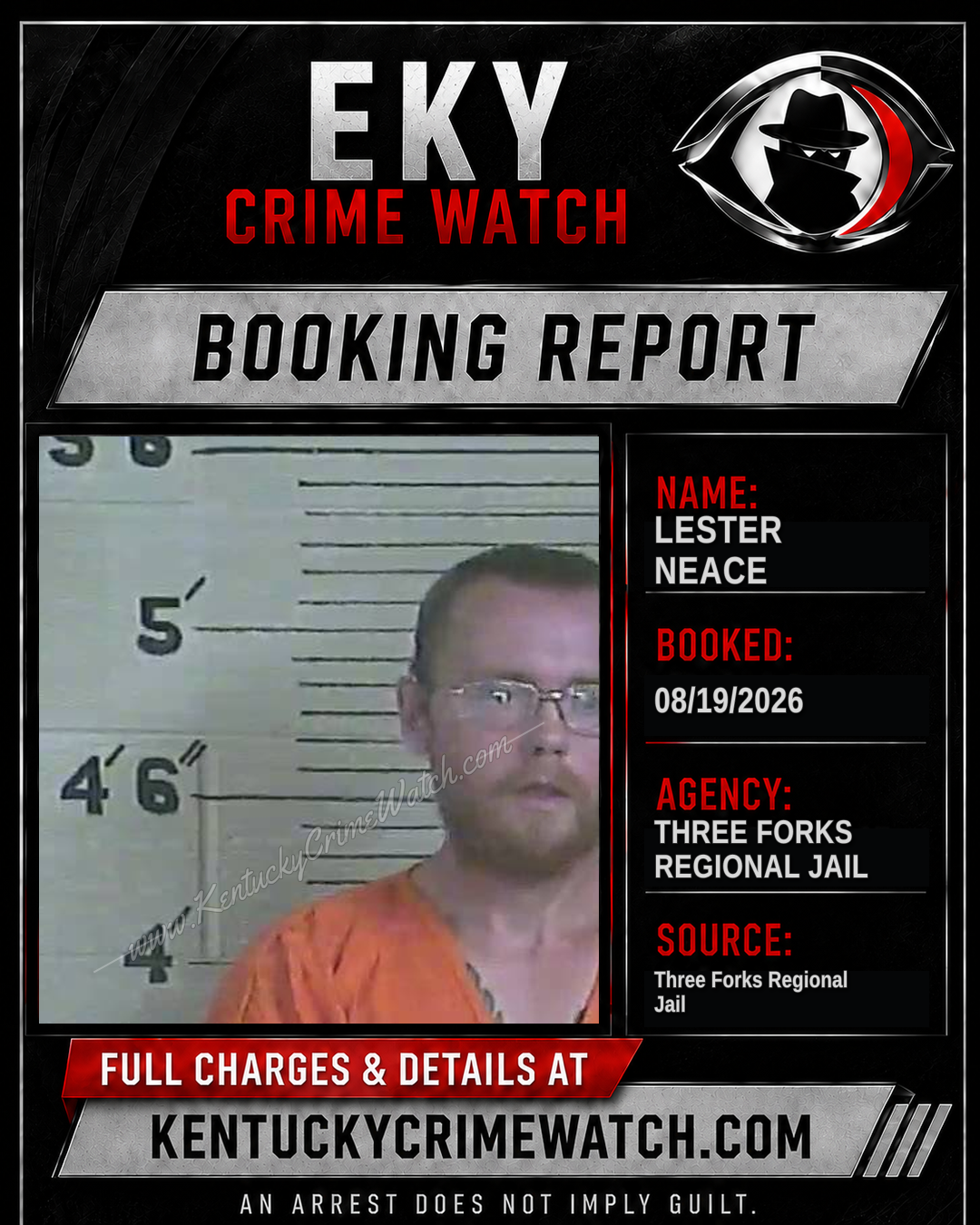 Lester Neace booking report card