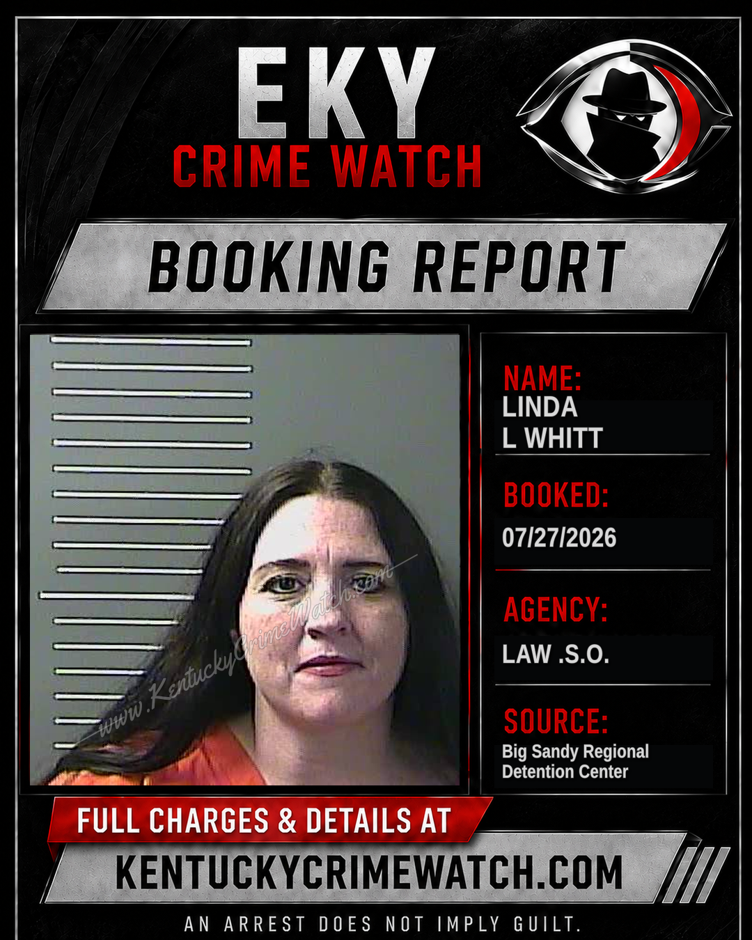 LINDA L WHITT booking report card