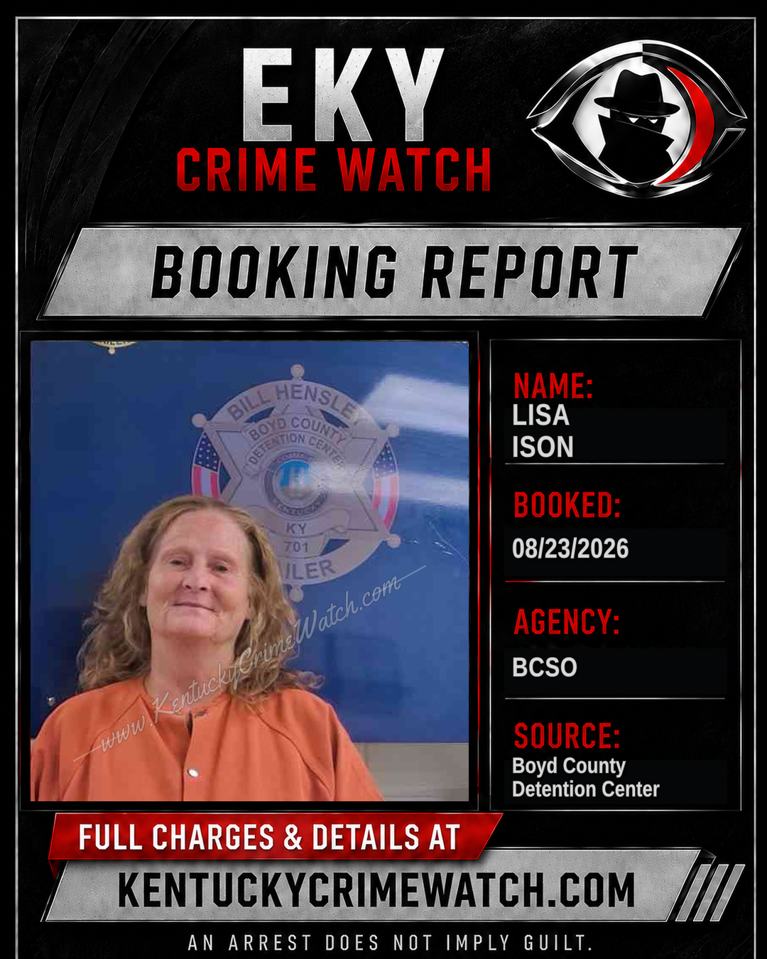 LISA ISON booking report card