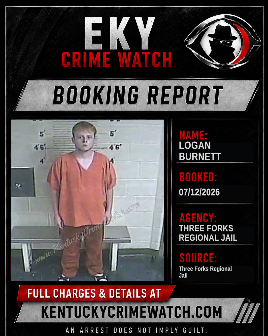 Logan Burnett booking report card