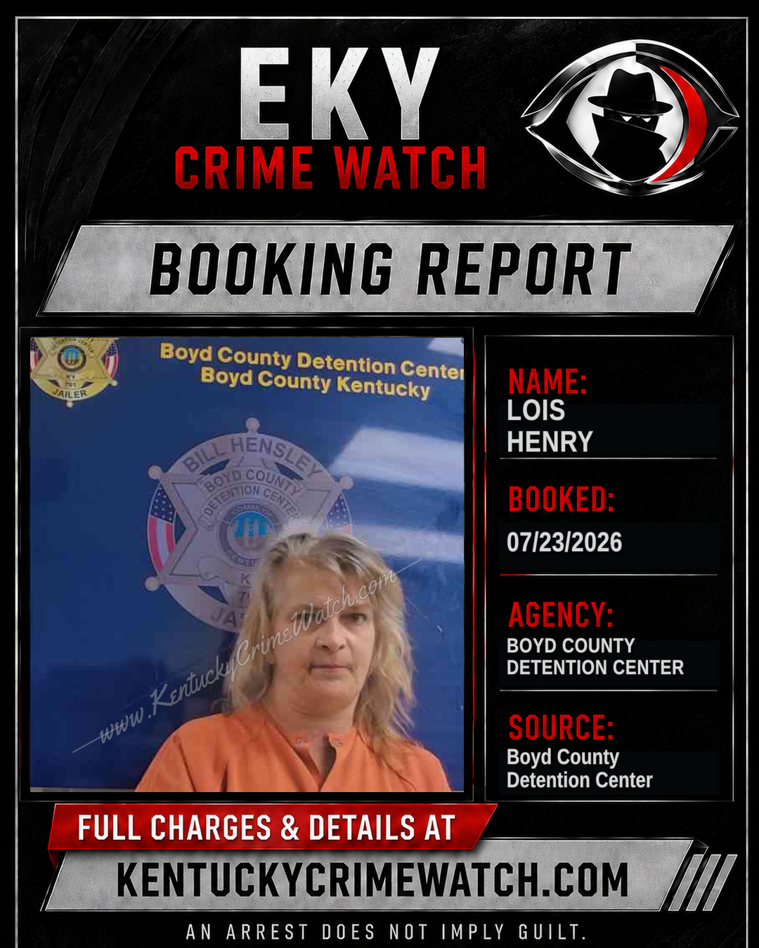 LOIS HENRY booking report card