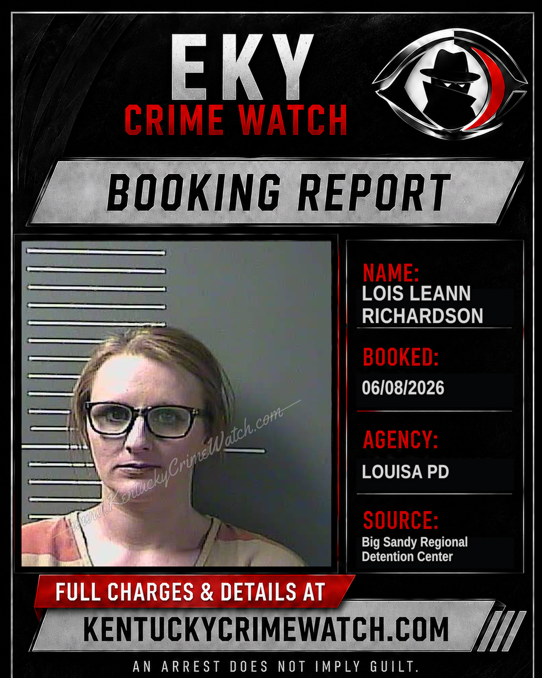 LOIS LEANN RICHARDSON booking report card
