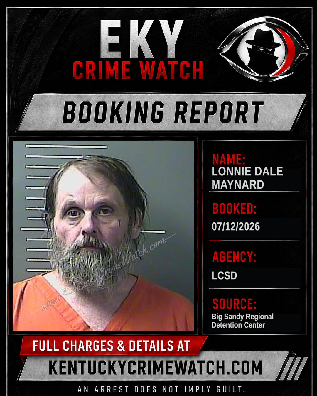LONNIE DALE MAYNARD booking report card